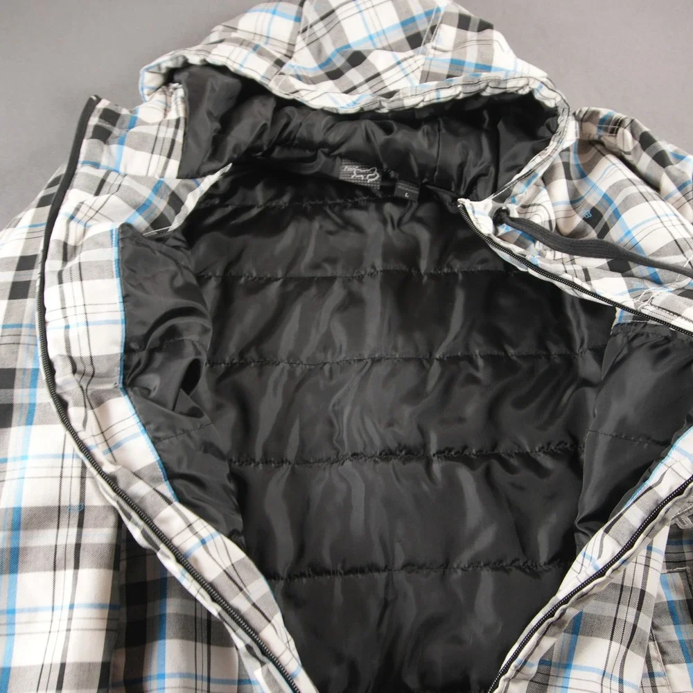 VTG Y2K Fox Racing Plaid Skate BMX Hooded Insulated Men Jacket L Snow Sport Snow